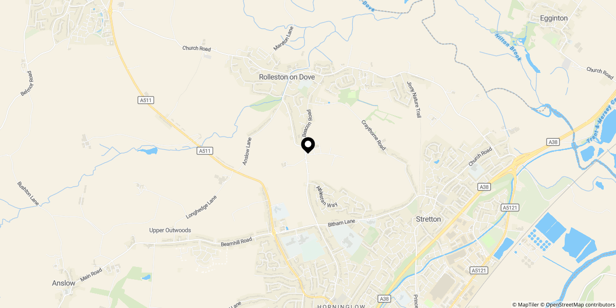 Approximate location of Knowles Hill, Rolleston-on-Dove