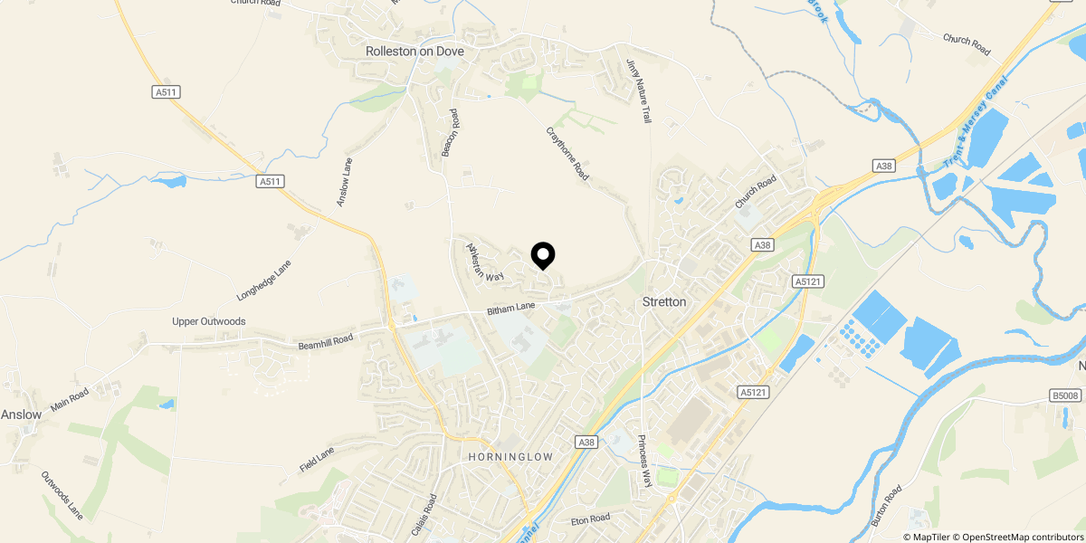 Approximate location of Goodwood Close, Stretton, Burton-on-Trent